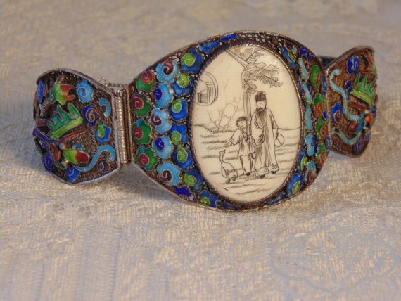 Chinese Cloisonne and Ivory Bracelet 1.jpg